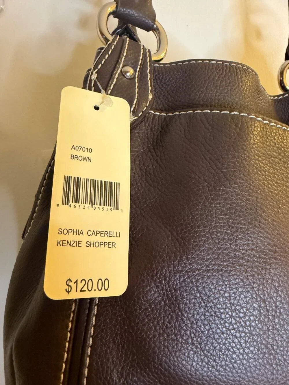 NWT Sophia Caperelli Dark Brown Leather Shoulder Hobo-Bag Double Handles
